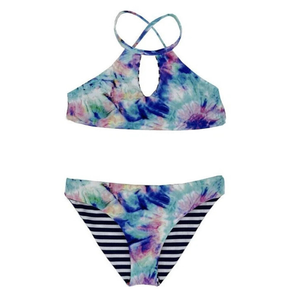 Splendid Brighter Swimwear Set Girls 14 Multi Tie Dye Reversible Stretch RED1047
